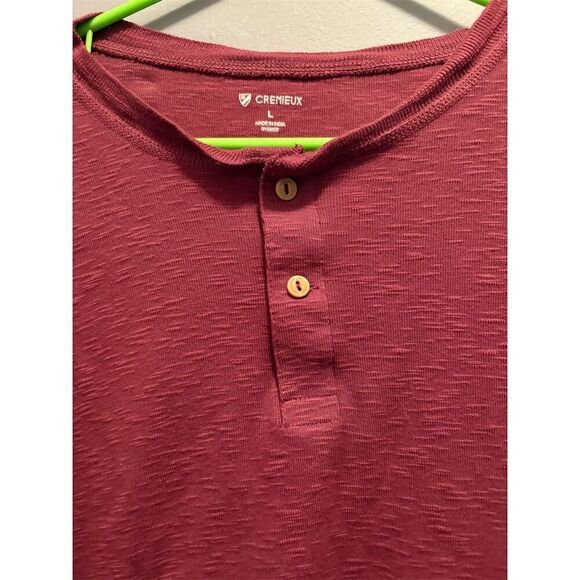 Cremieux Men's Henley Long Sleeve Shirt Maroon Size L Standard, Henley - Picture 2 of 6